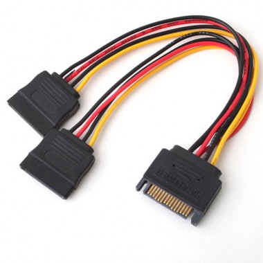 SATA 15 Pins to 2x SATA Socket HDD Power Adapter Cable Lead Wire For Hard Drive